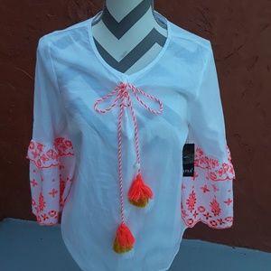 NWT a.n.a Tassel Pom Pom Tie-Up Top